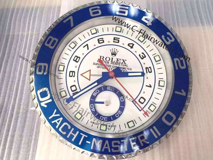 Rolex Yacht Master 2 Wall Clock / Stainless Steel Blue Bezel